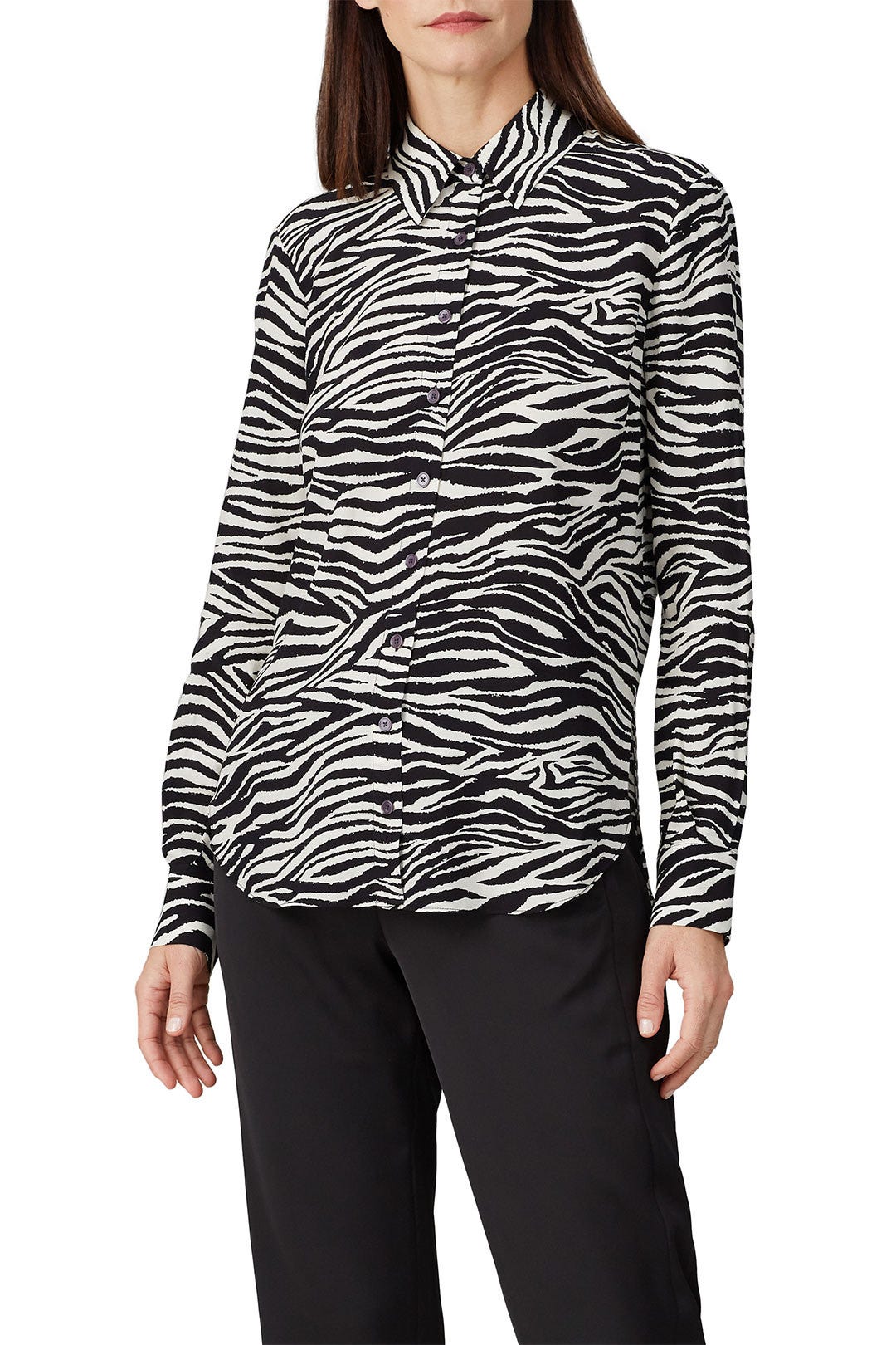 Kosma Zebra Print Button Down Shirt by Derek Lam 10 Crosby 2