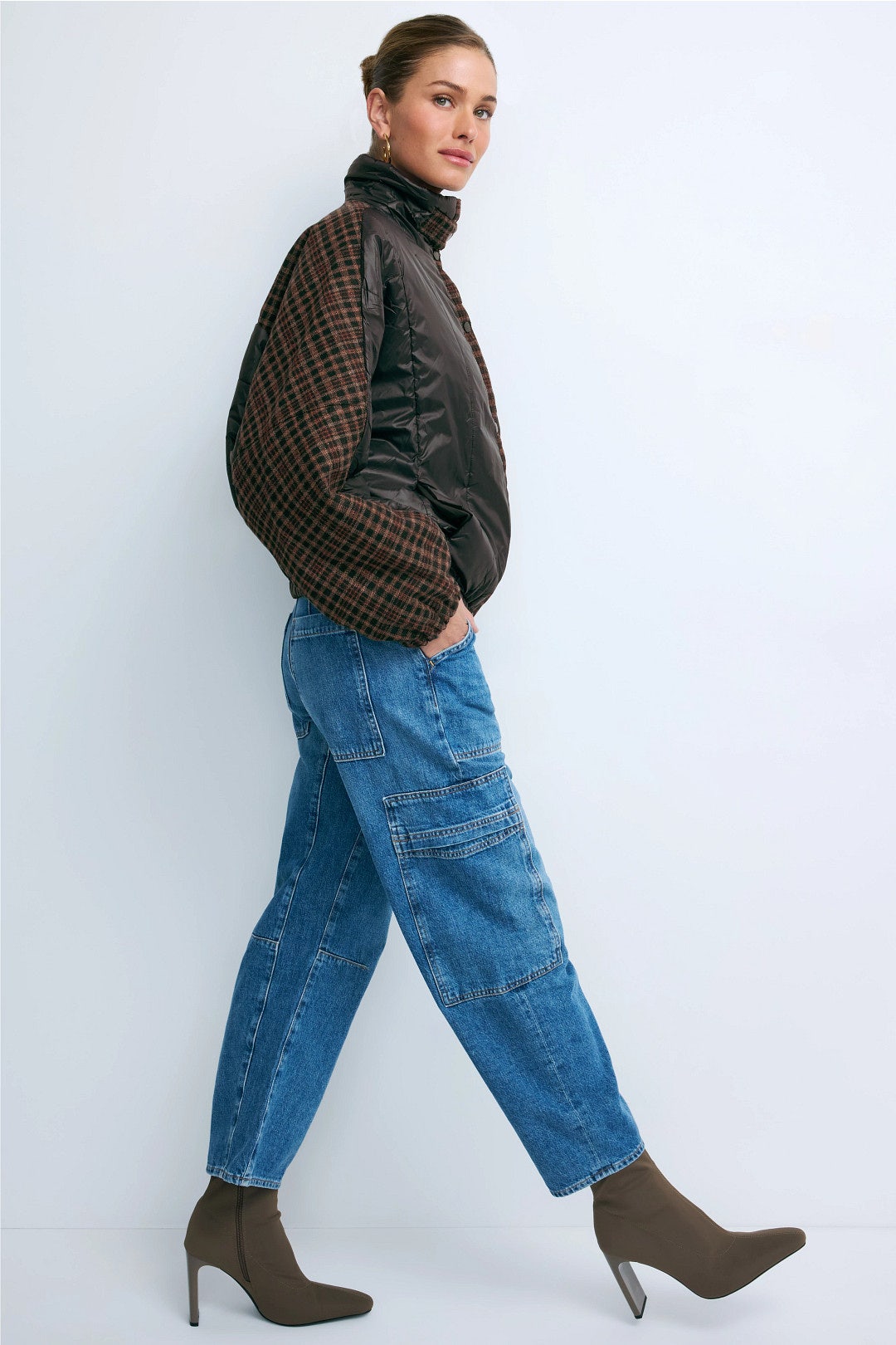 Beryl Mixed Media Quilted Puffer Coat