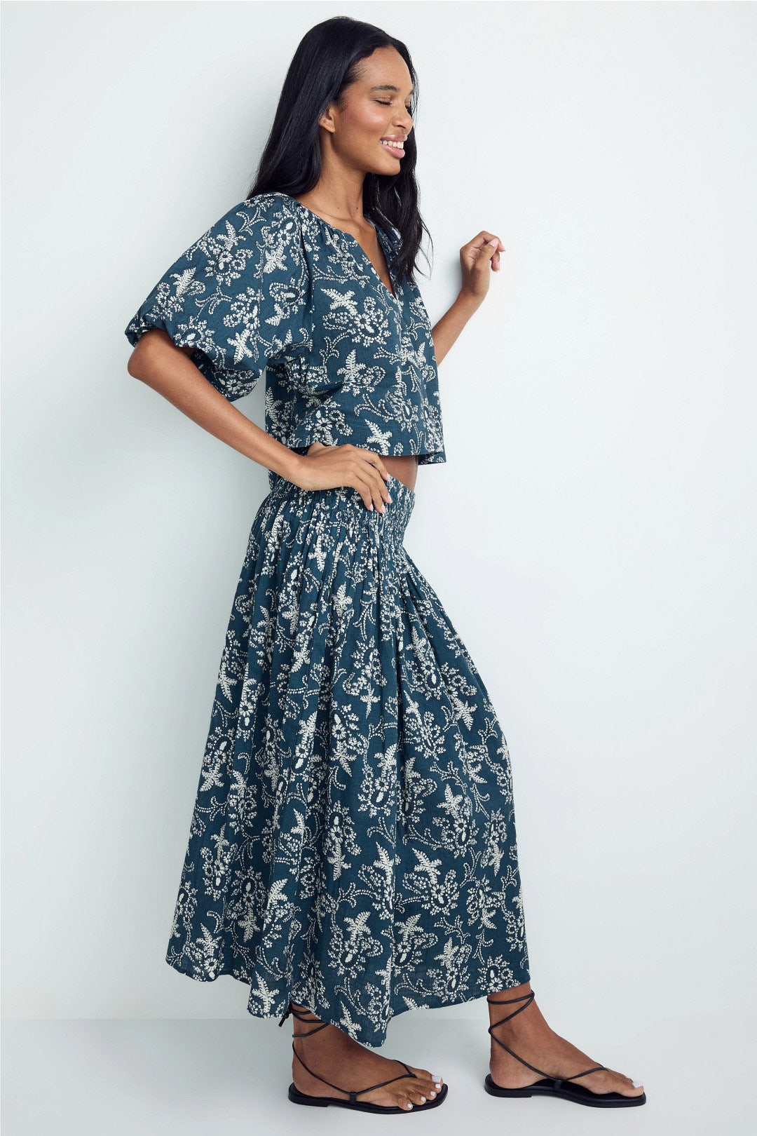 Viola Floral Midi Skirt by The Great. 1