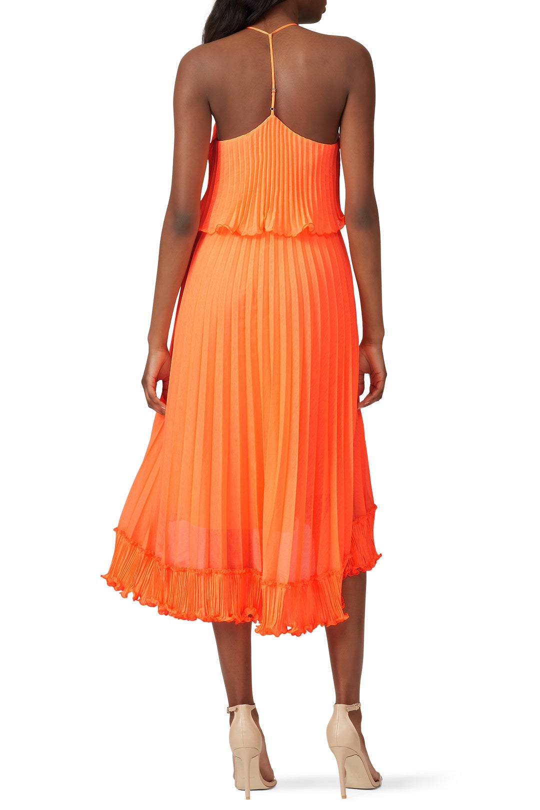 Pleated Burnout Georgette Dress by HALSTON 1