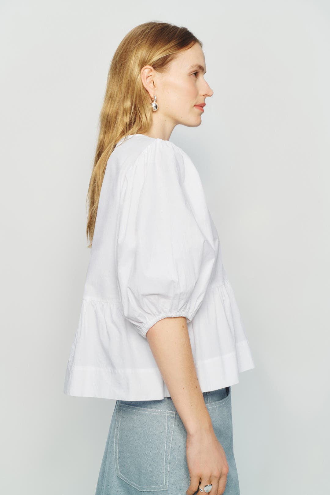 GANNI ブラウス Cotton Poplin Peplum Blouse Ganni Cotton Poplin Peplum Blouse | Saks Fifth Avenue