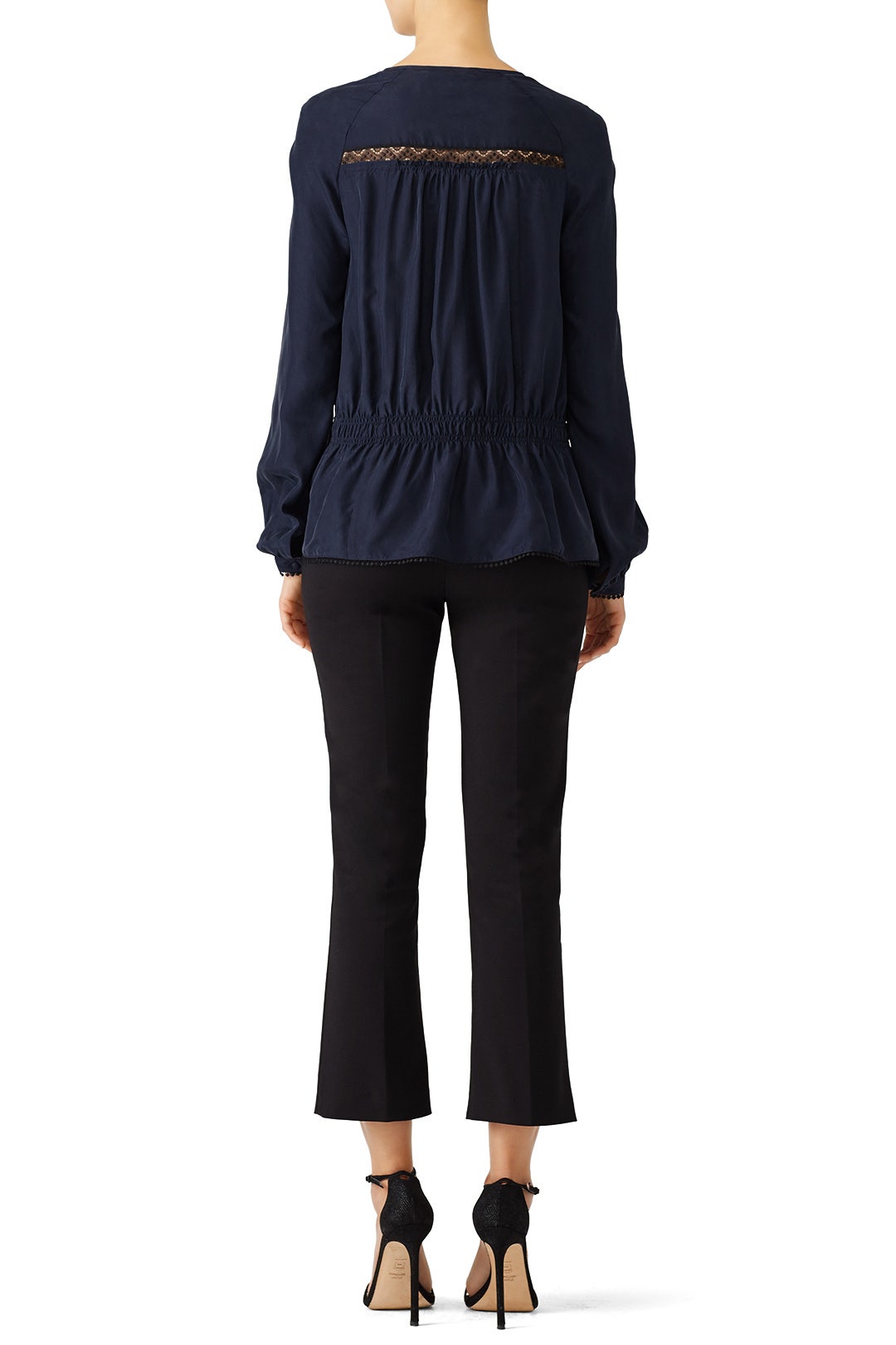 Navy Peaking Lace Tie Top by Derek Lam 10 Crosby 2