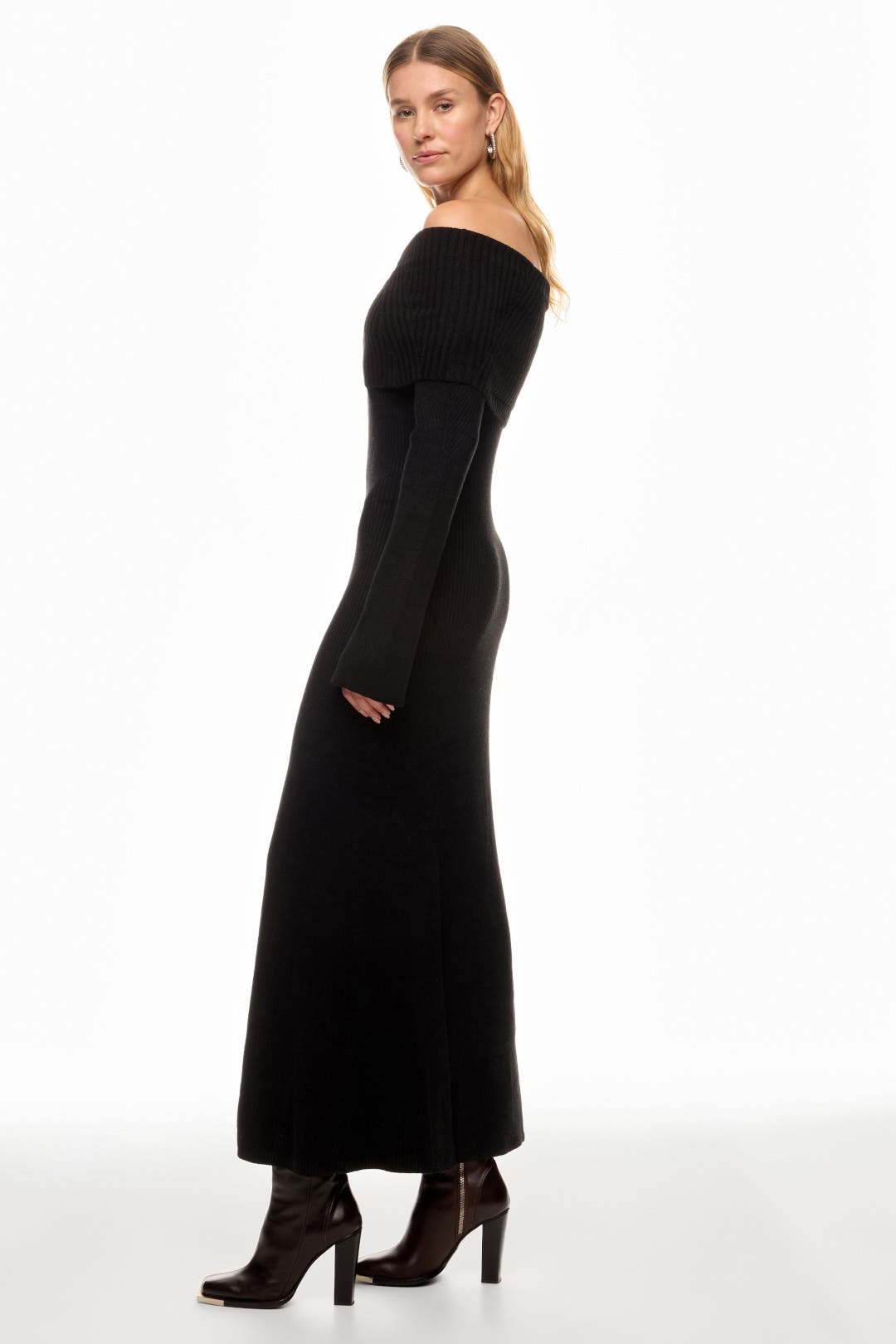 Repos Off the Shoulder Knit Maxi Dress by Maje | Rent the Runway
