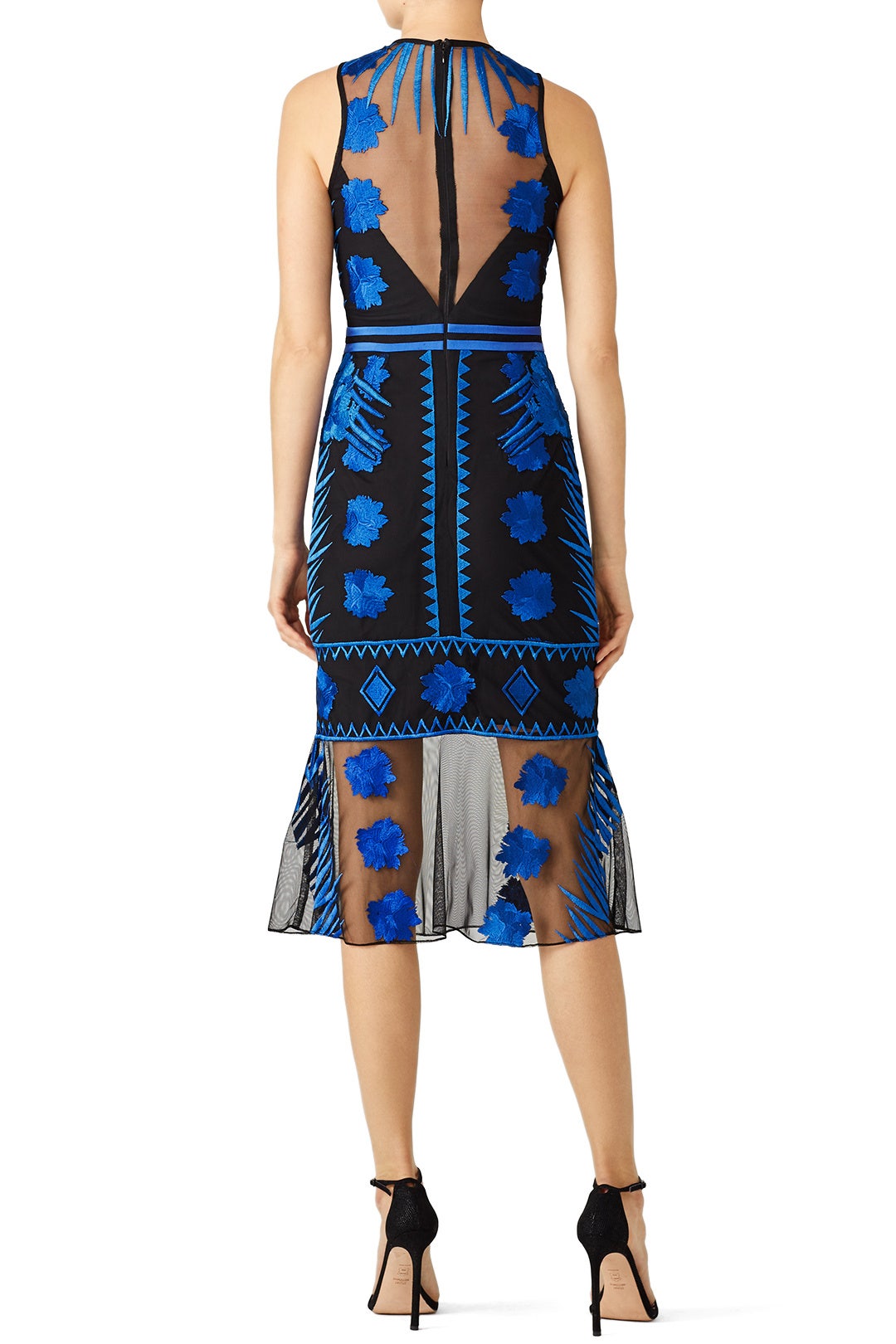 Blue Mesh Flutter Dress by Nicole Miller 2