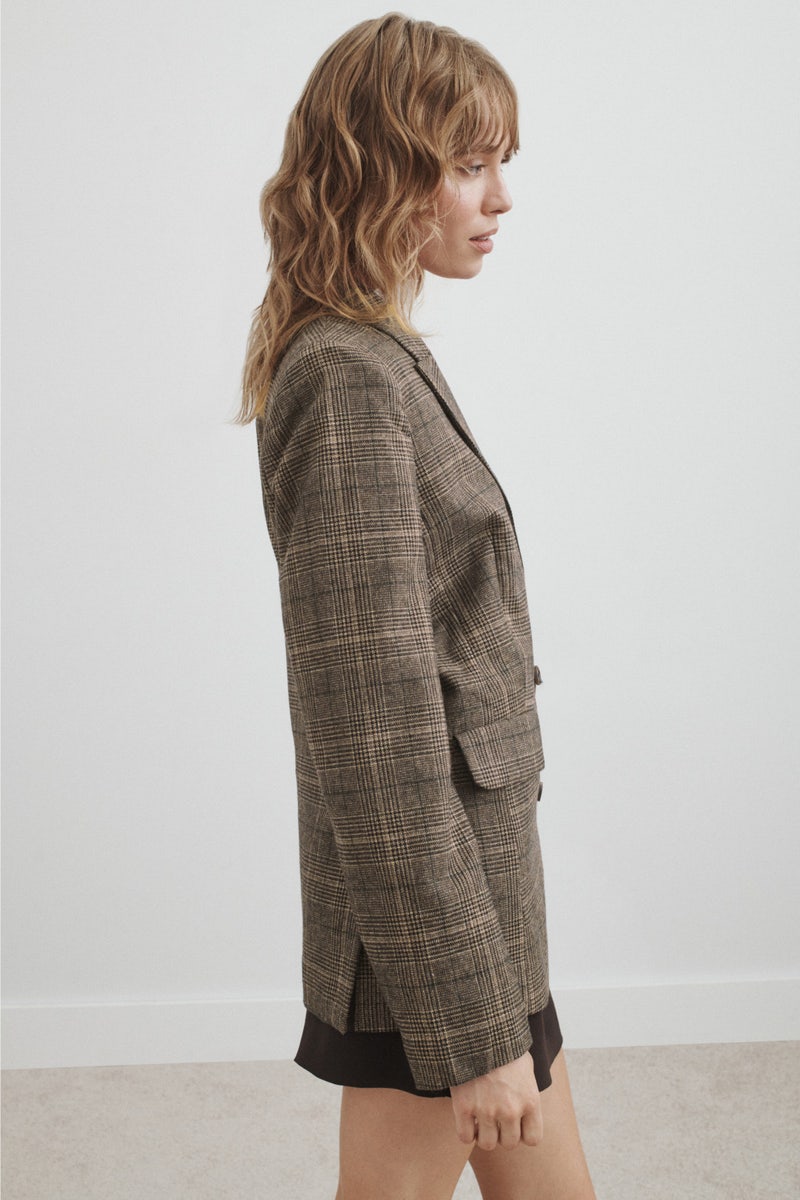 Brown Plaid Winston Blazer by Reformation - Photo 1