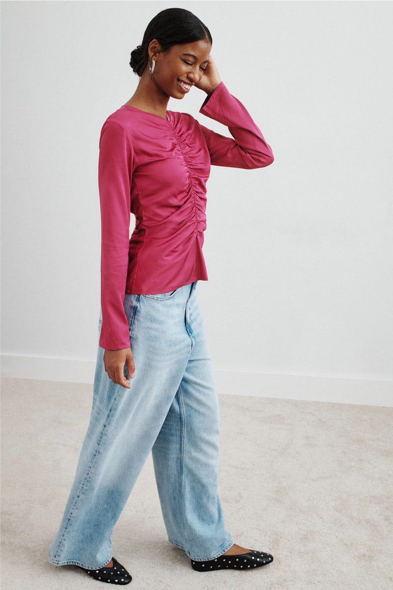 Allure Gathered Long Sleeve Blouse by THIRD FORM - Photo 1
