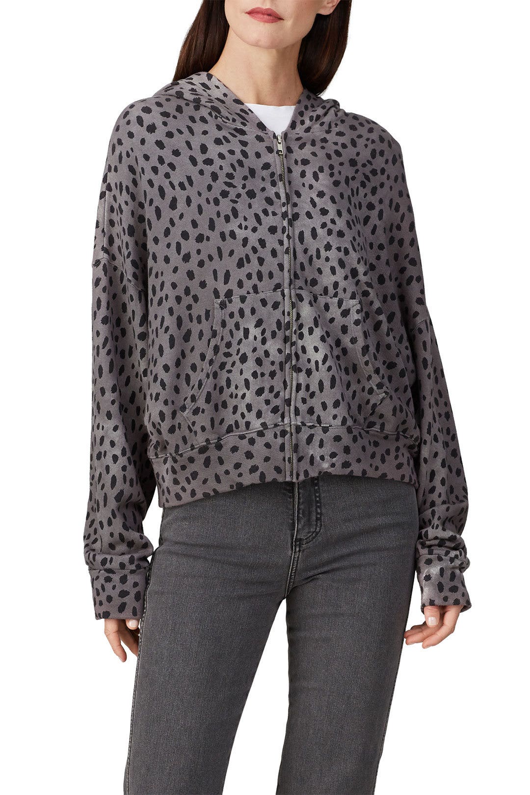 Cheetah Print Zip Up Hoodie by MONROW 1