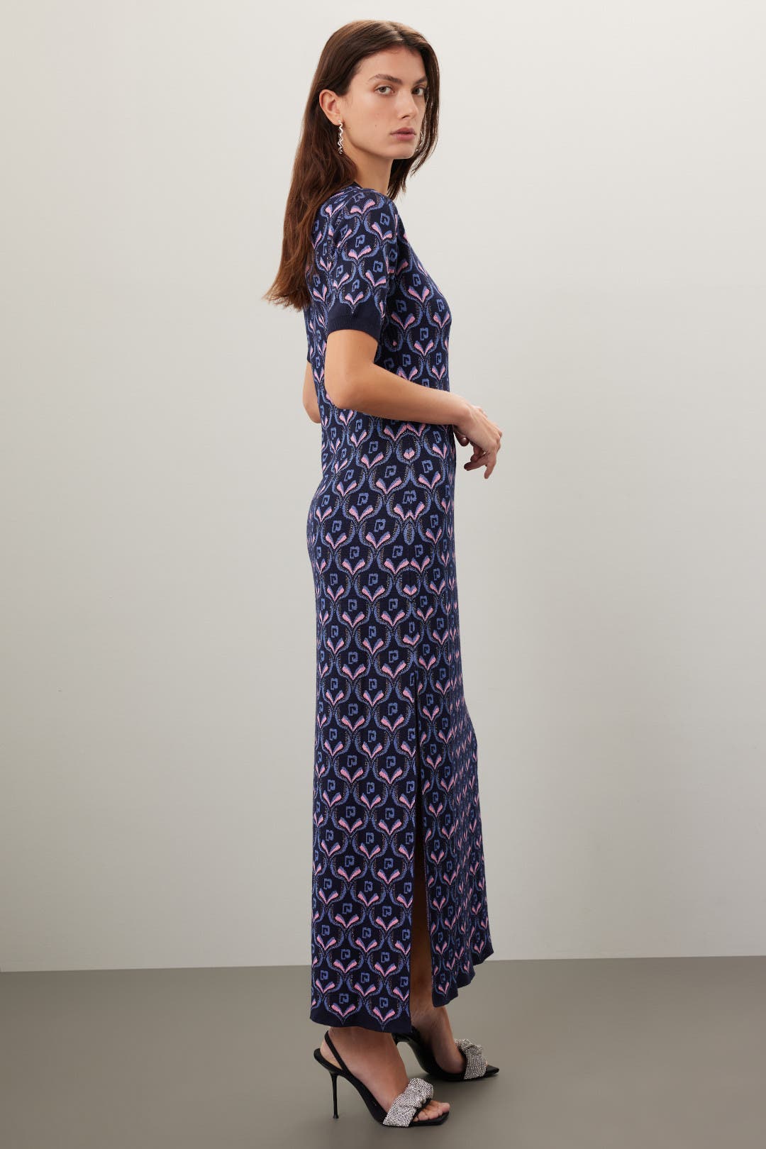 25fw　Geometric Pattern Knitted Dress Geometric Pattern Knitted Dress - navy - Mame Kurogouchi