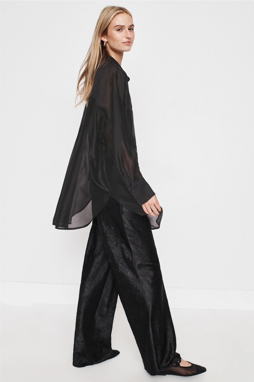 Hailey Sheer Button Down Shirt by Love Stories 1