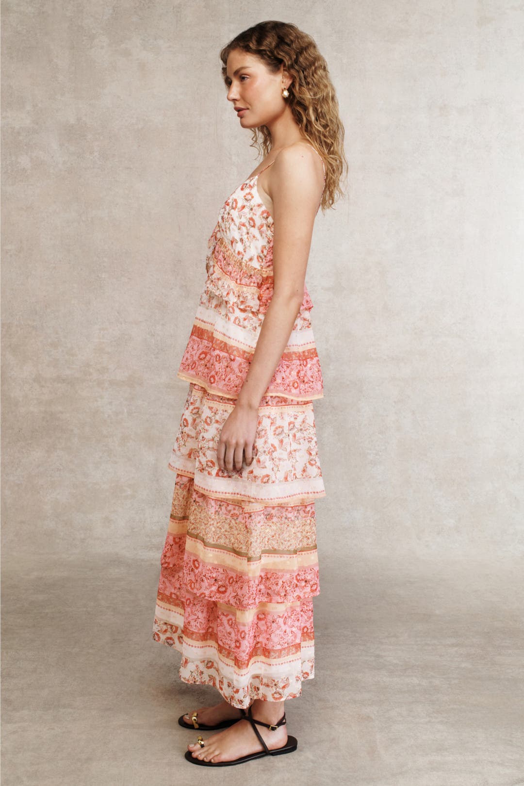 Color Block Ruffle Midi Dress by Layered with Love | Rent