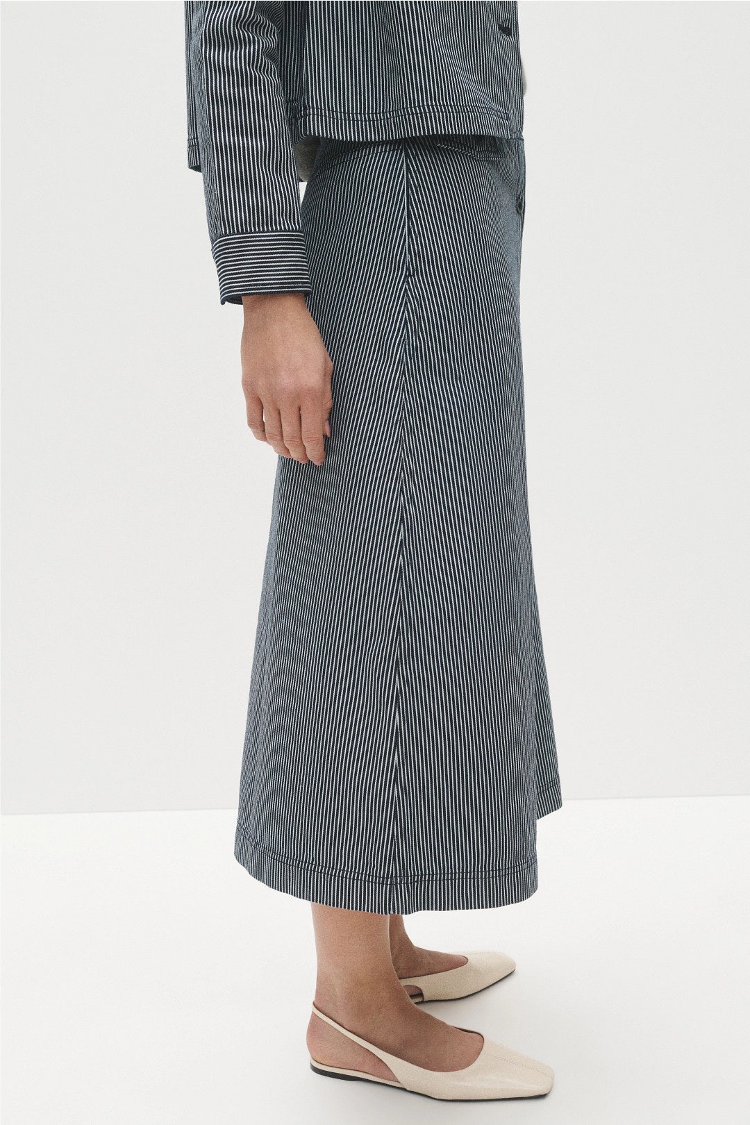 Robin Pinstripe Button Up Skirt by Ann Mashburn 1