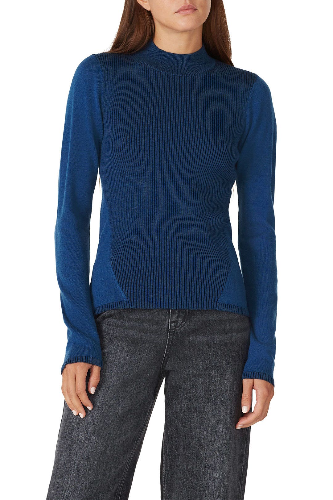 Blue Rib Knit Sweater by Victor Alfaro x RTR 1
