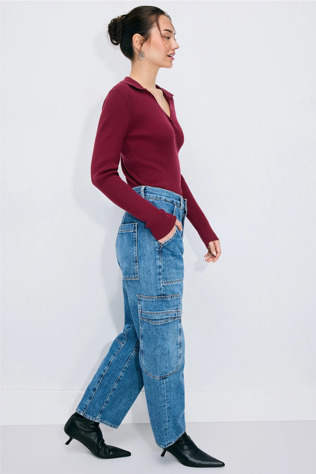 Collared V-Neck Sweater by T.W.I.N. 1