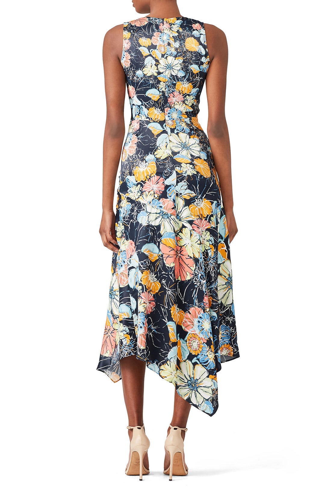 Ruched Navy Floral Dress by Peter Pilotto 1