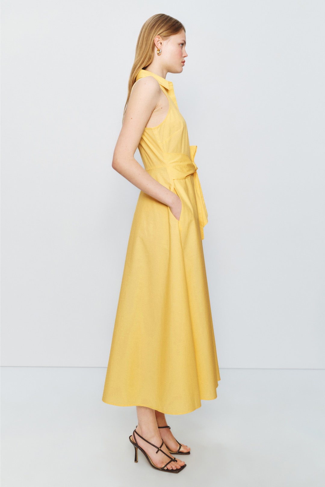 Sleeveless Tie Waist Shirt Dress by TOCCIN X RTR 1