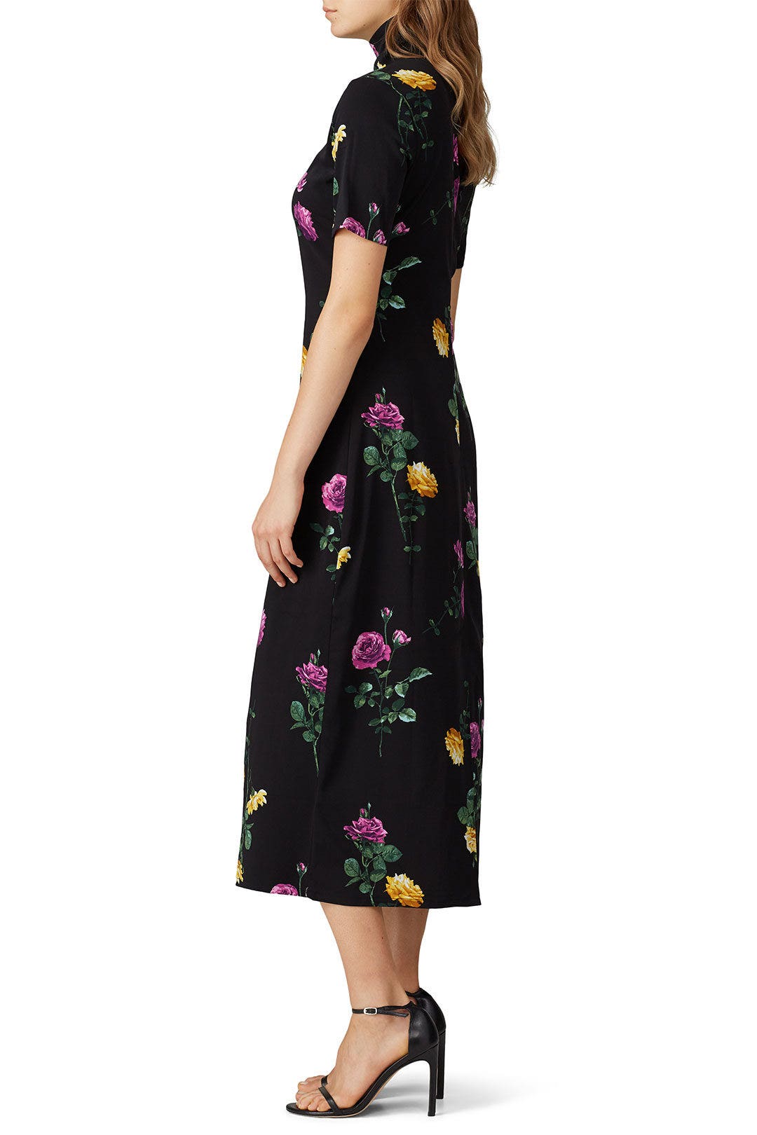 Black Floral Mock Neck Dress by Louna 1