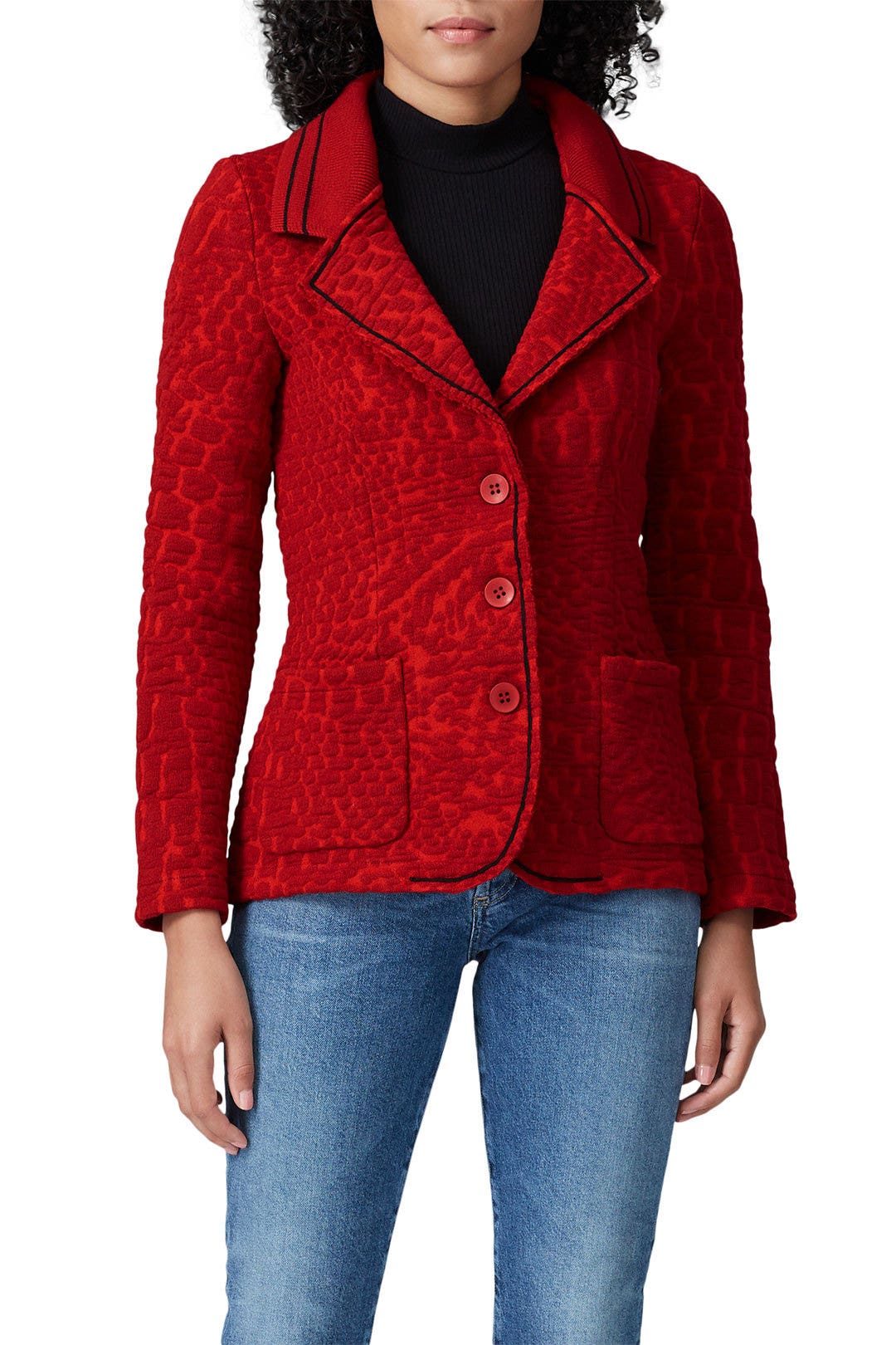 Red Textured Blazer by Aldomartins 1