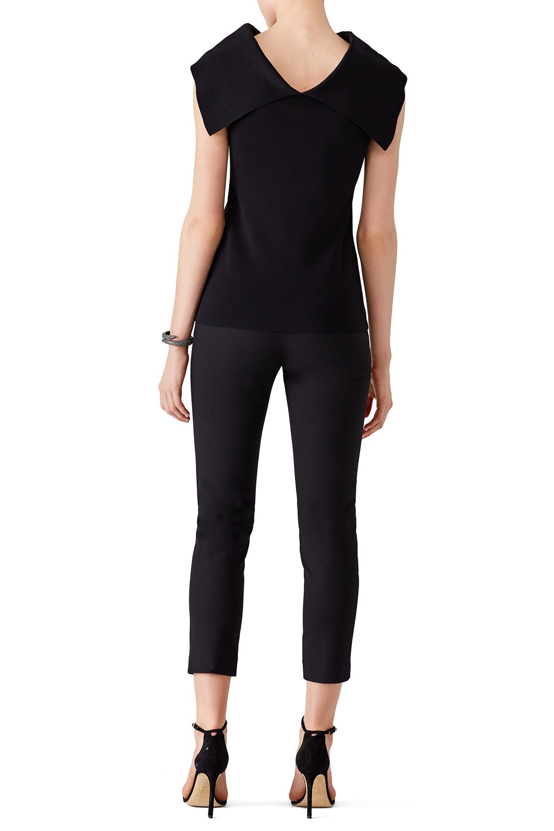 Black Drape Neck Top by Osman 1