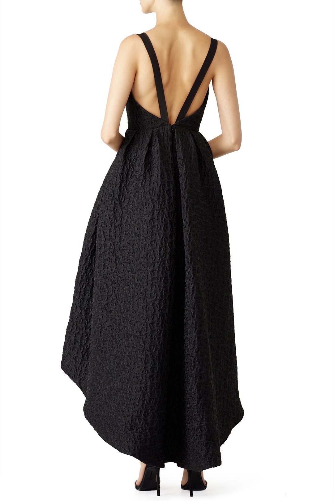 Black Crinkle High-Low Gown by Cynthia Rowley 1