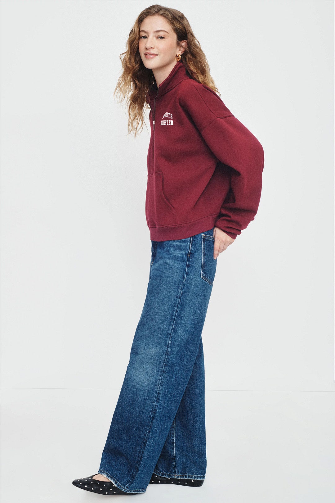 Three Quarter Zip Collegiate Pullover by Favorite Daughter 1