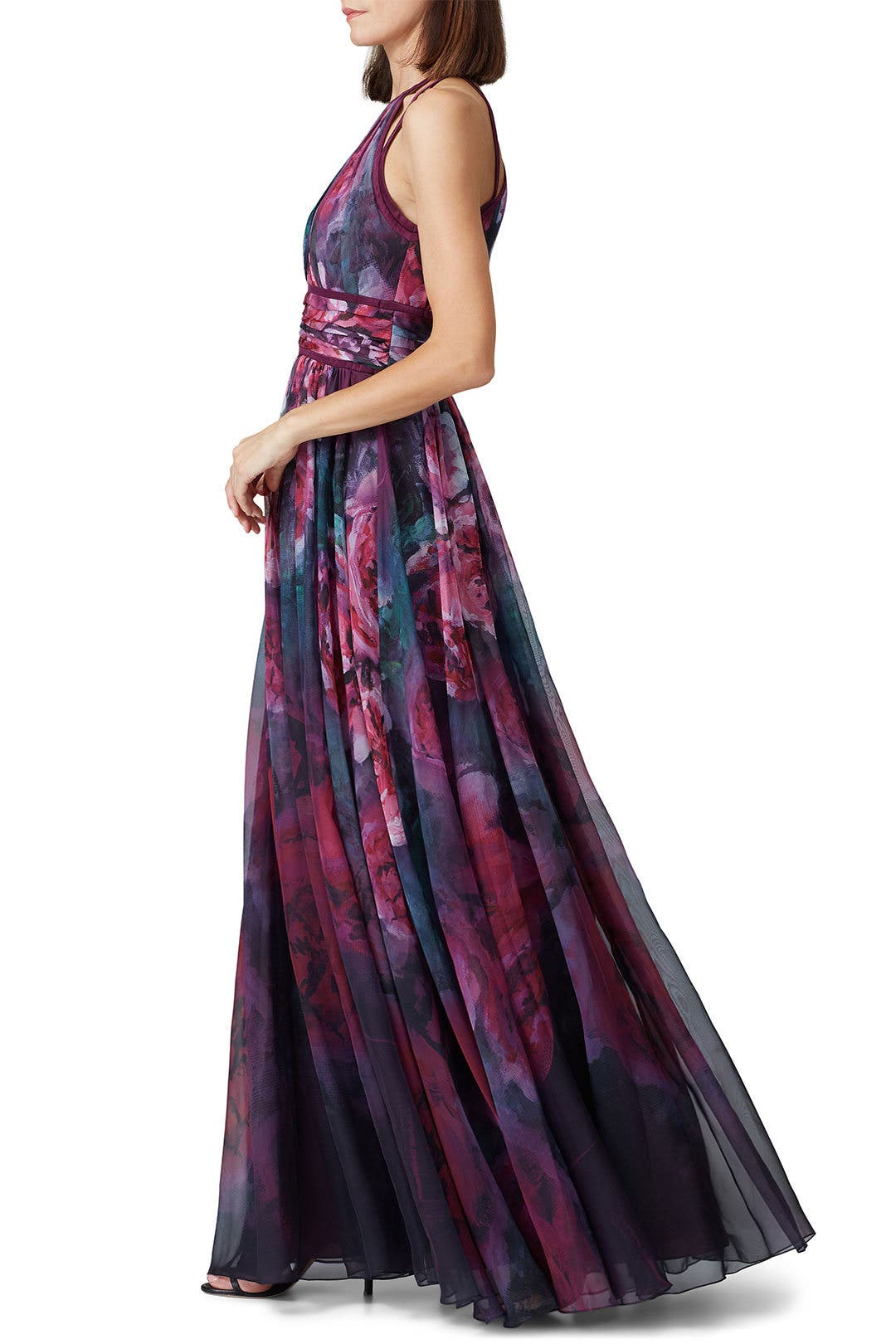Marchesa Notte ドレス chiffon フローラルプリント○送料無料○ Plum Floral Print Chiffon Gown by Marchesa Notte | Rent the