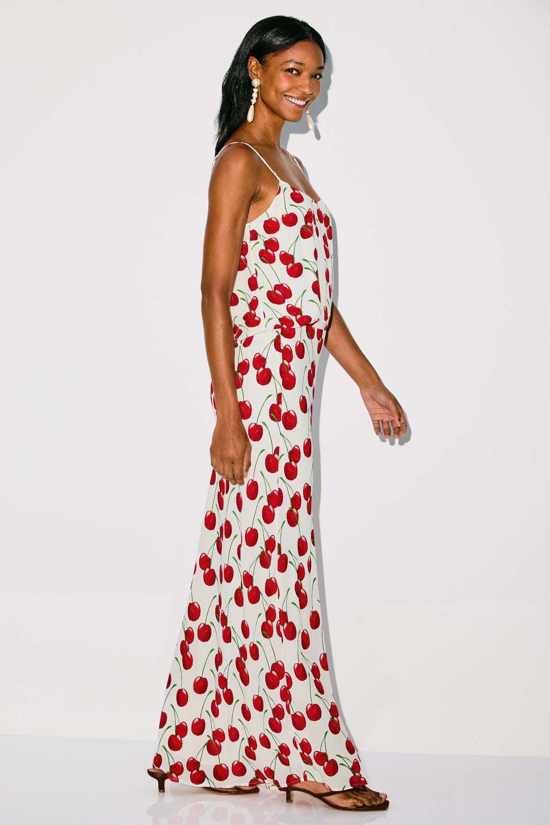 White Cherry Bias Maxi Skirt