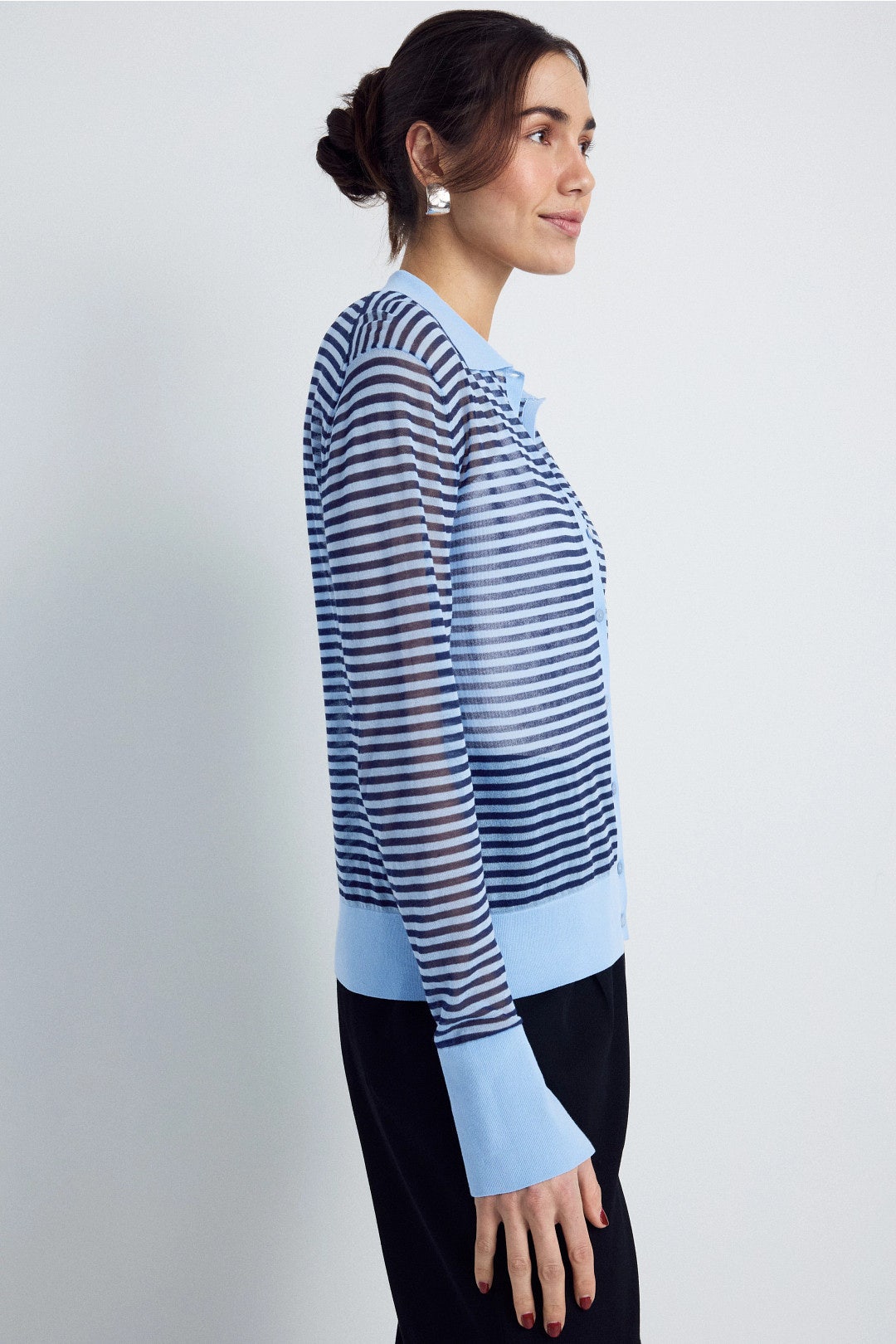 Collared Striped Cardigan by FRAME 2