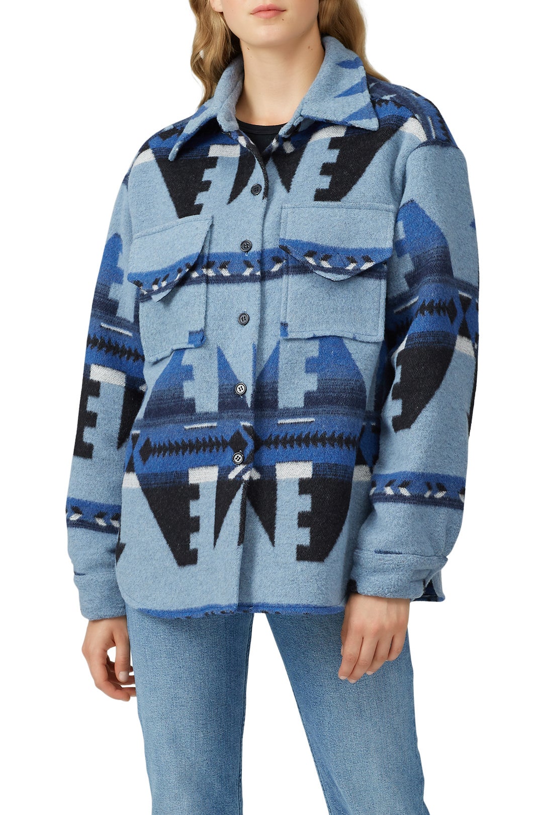 Blue Blanket Shirt Jacket by Fifteen Twenty 1