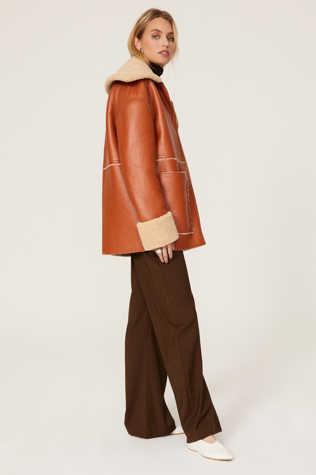 Beryl Faux Leather Coat by Nanushka 1