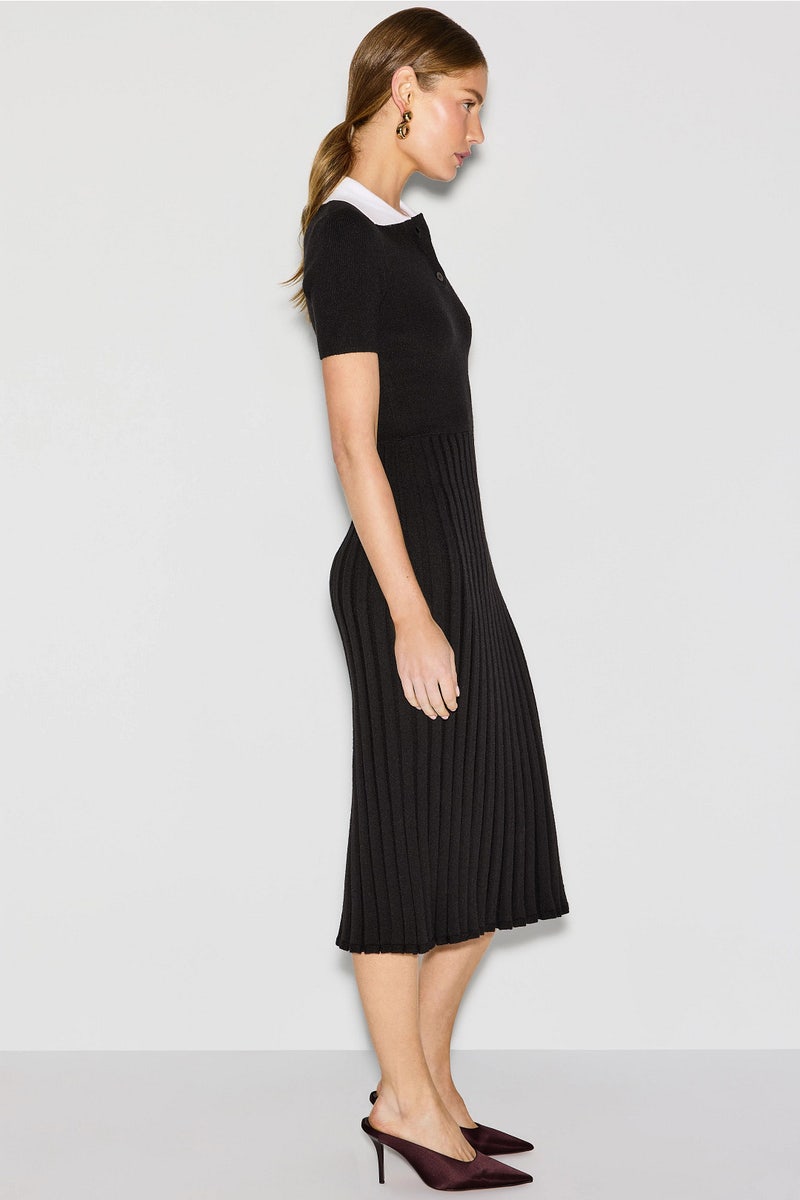 Black Collared Knit Dress by Alexia Admor - Photo 1