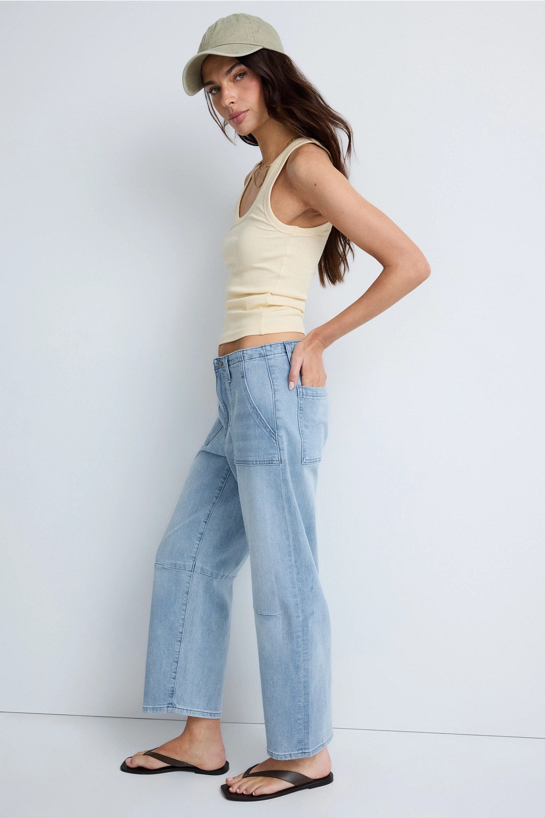Light Wash Utility Soft Barrel Jeans by LE JEAN 2