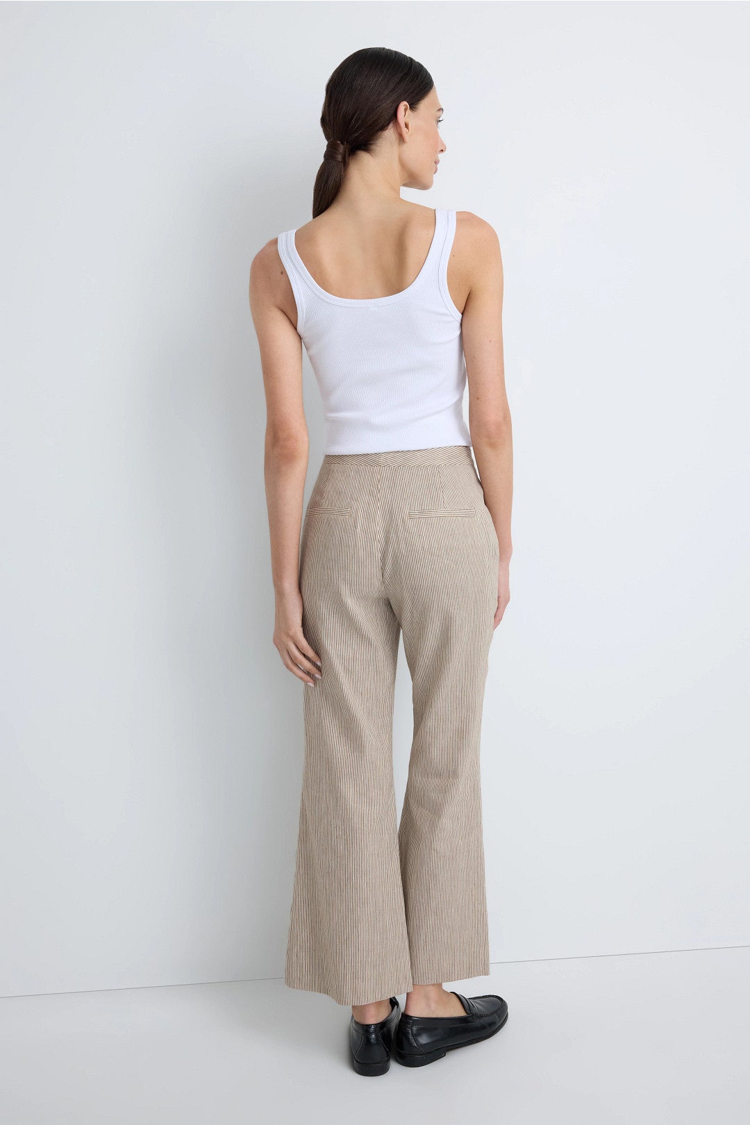 Low Rise Ticking Striped Cropped Flare Trousers by VINCE. 2