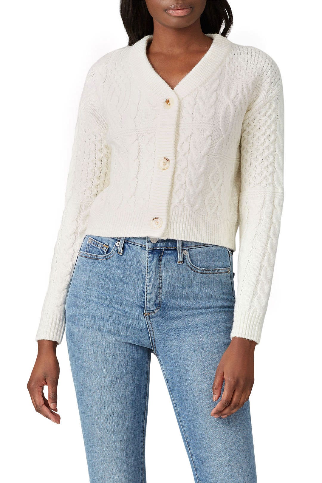 Ivory Mix Cable Cardigan by VOX LUX 1