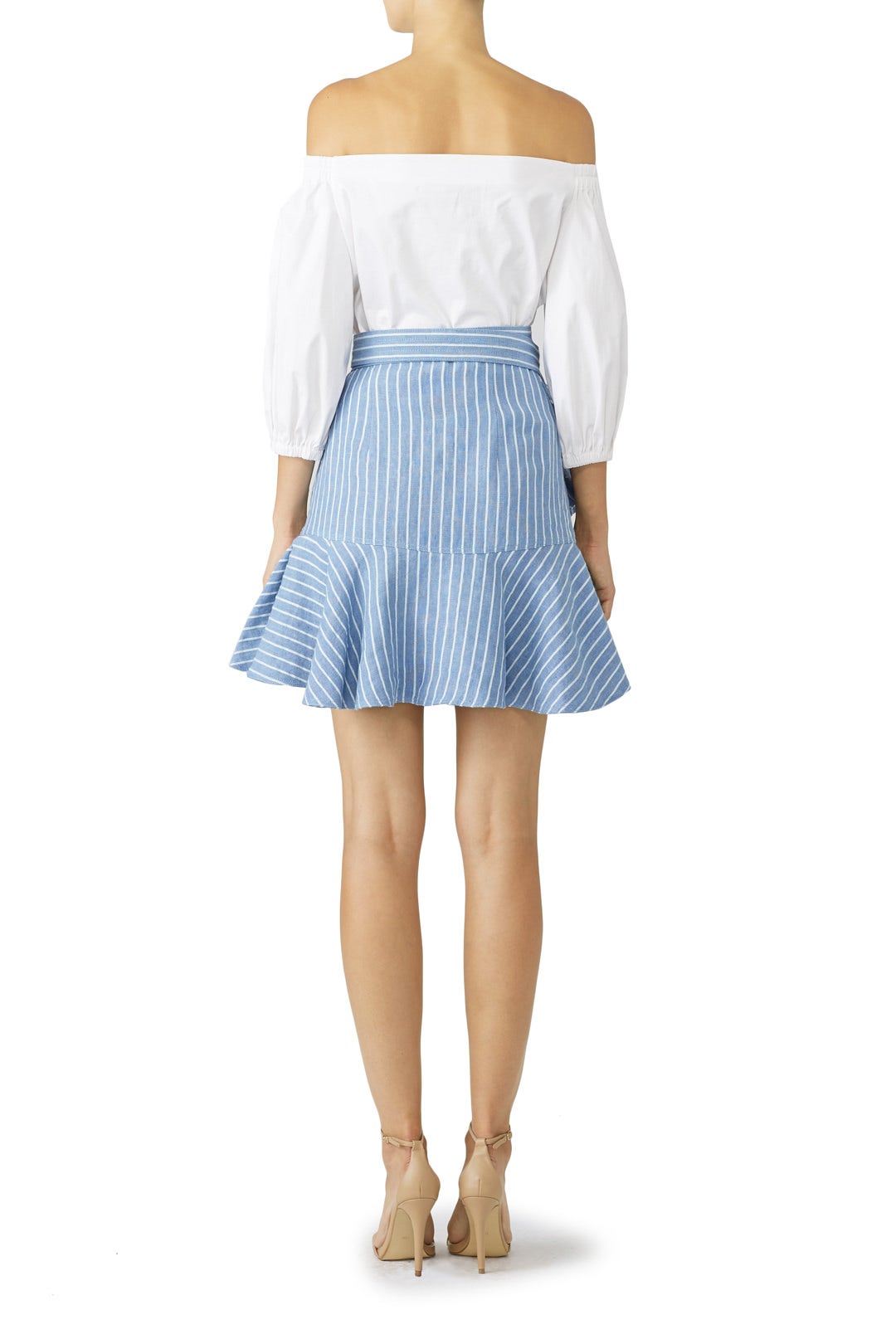 Blue Stripe Anvivi Ruffle Skirt by Alexis 1