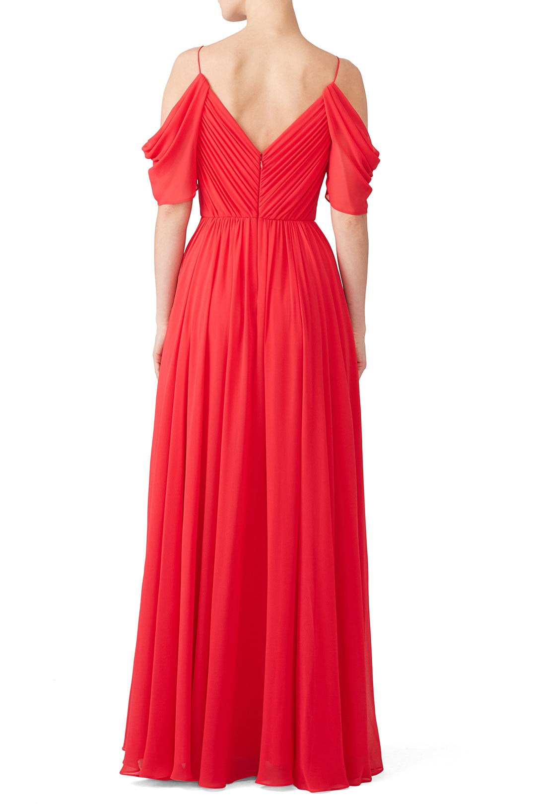 Red Cold Shoulder Gown by Badgley Mischka 1