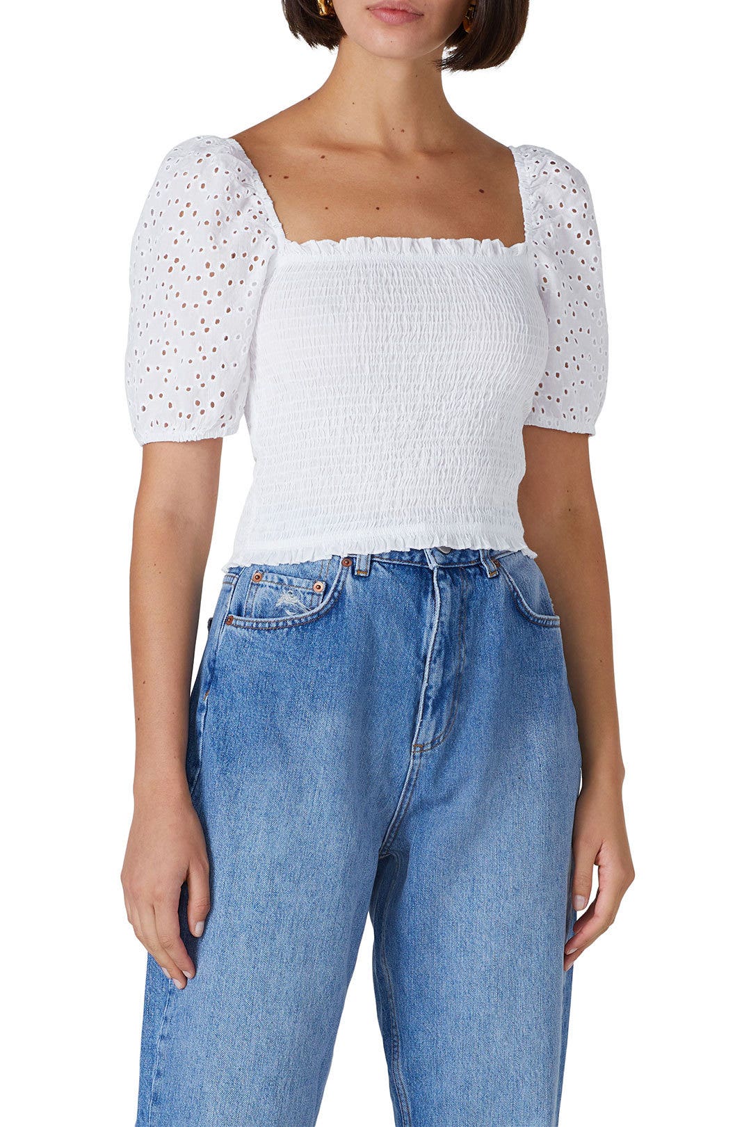 White Eyelet Smocked Top by Louna 1