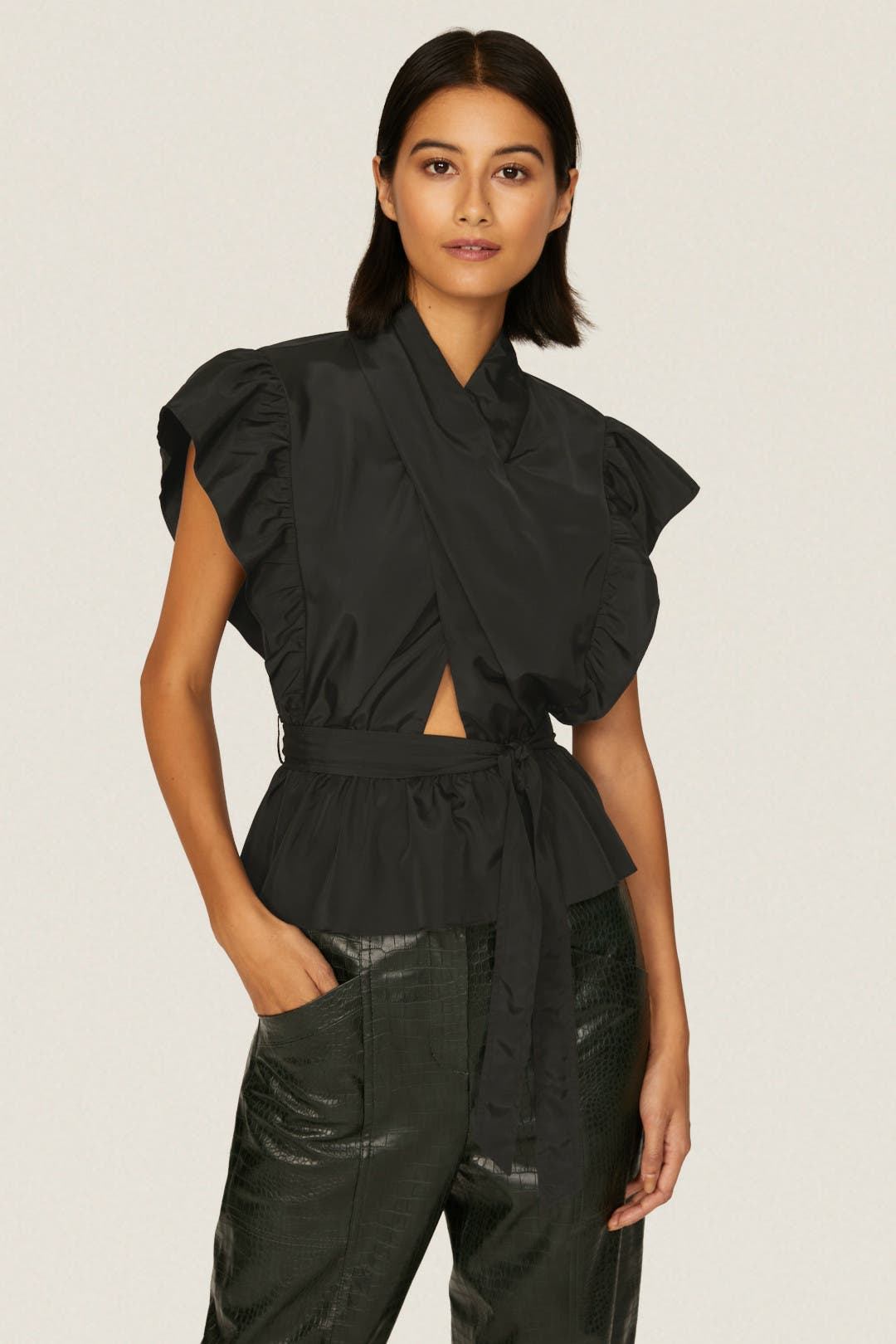Brynn Ruffle Wrap Top by Derek Lam 10 Crosby | Rent the Runway