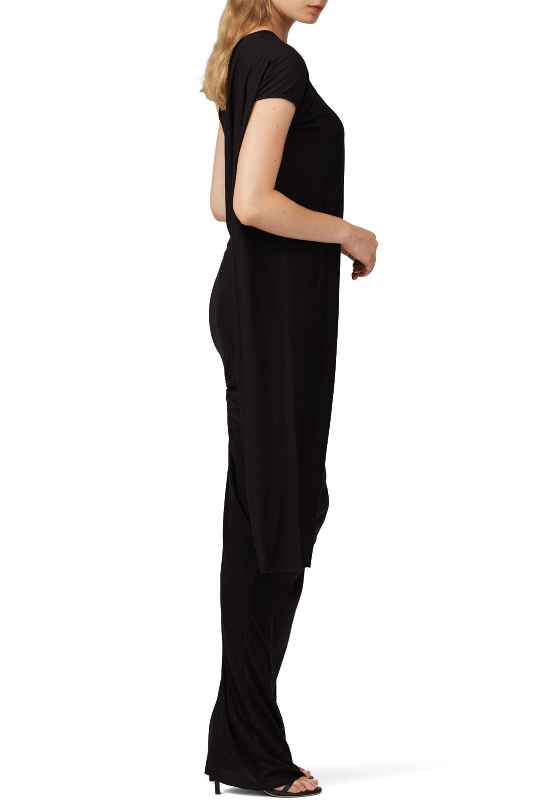 Black Asymmetrical Jersey Gown by RICKOWENSLILIES 1