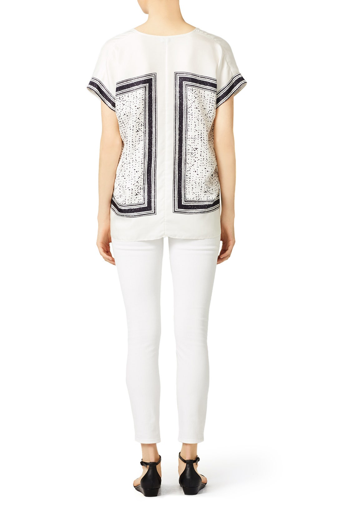 Silk Scarf Print Popover Blouse by VINCE. 1