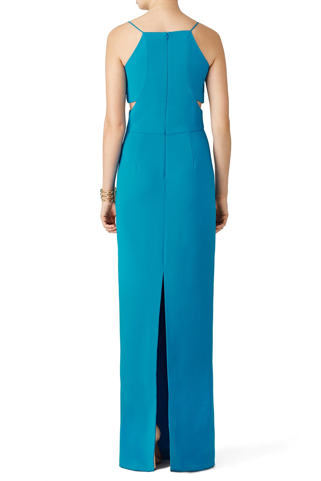 Teal Odessa Crossover Gown by Badgley Mischka 1