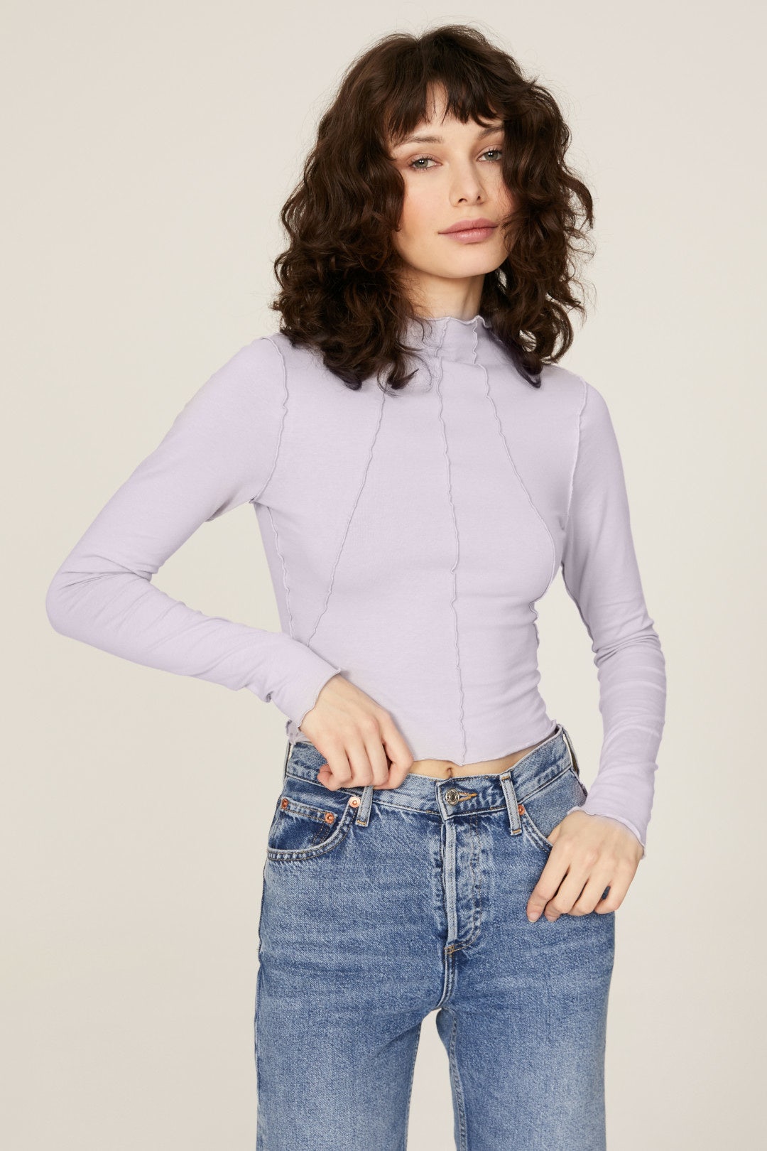 Lettuce Edge Mock Neck Top by GOOD AMERICAN 1