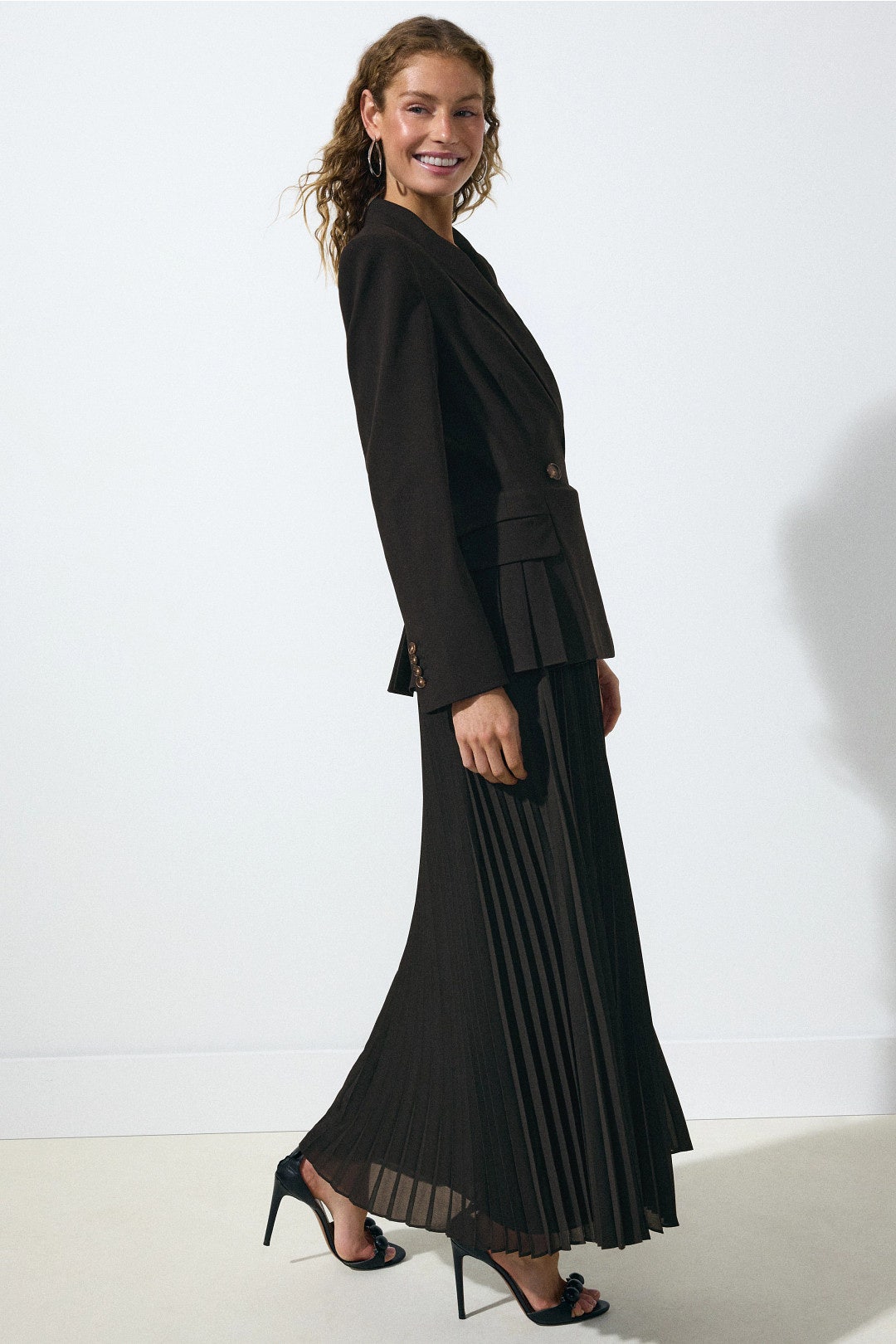 Moren Pleated Black Blazer Dress by SIMKHAI 1