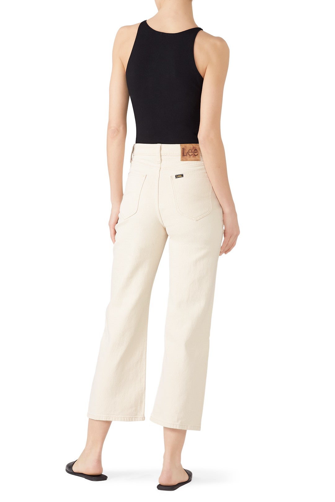 Ecru Cropped Wide Leg Pants by LEE 1