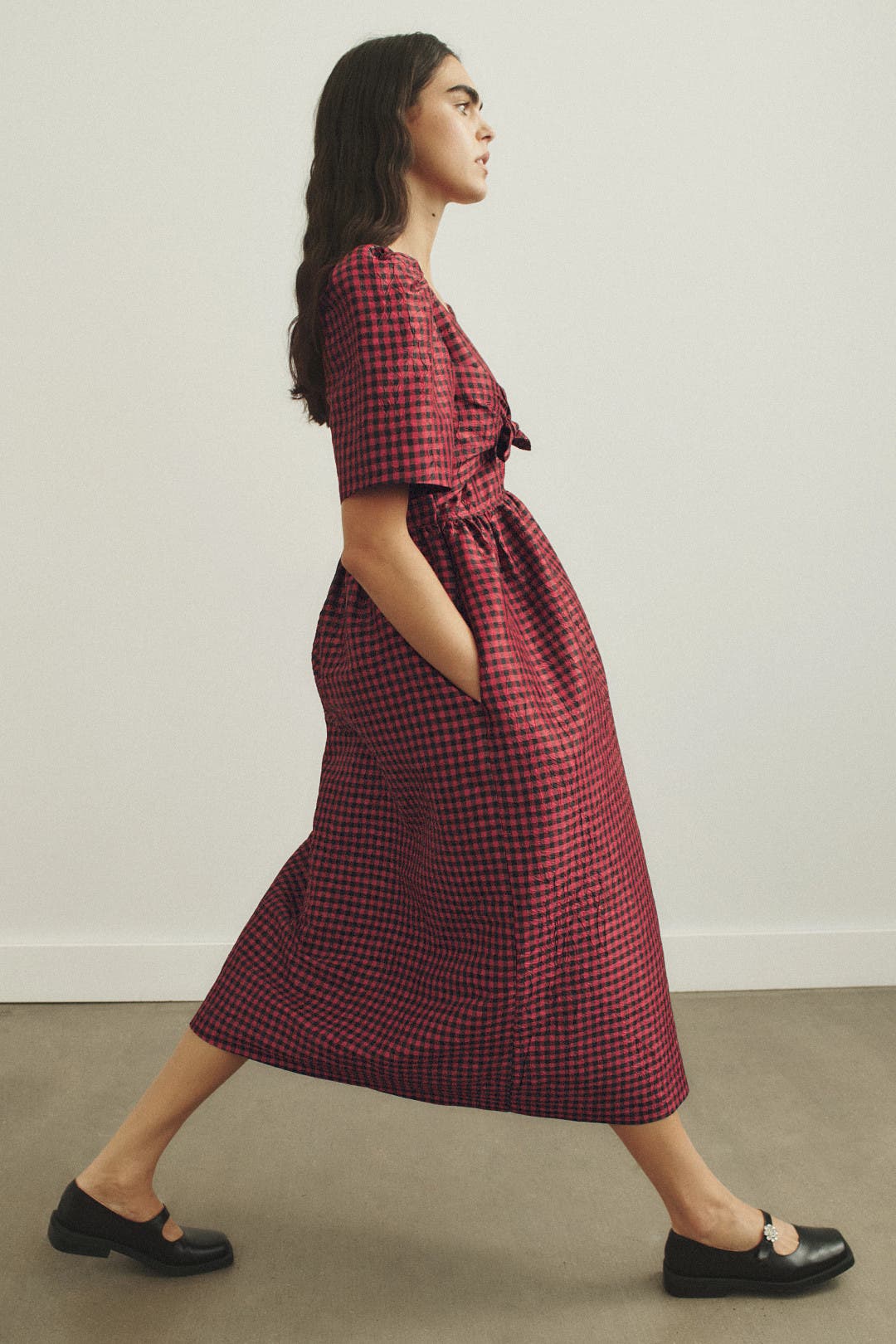 Tie Front Midi Dress by GANNI | Rent the Runway