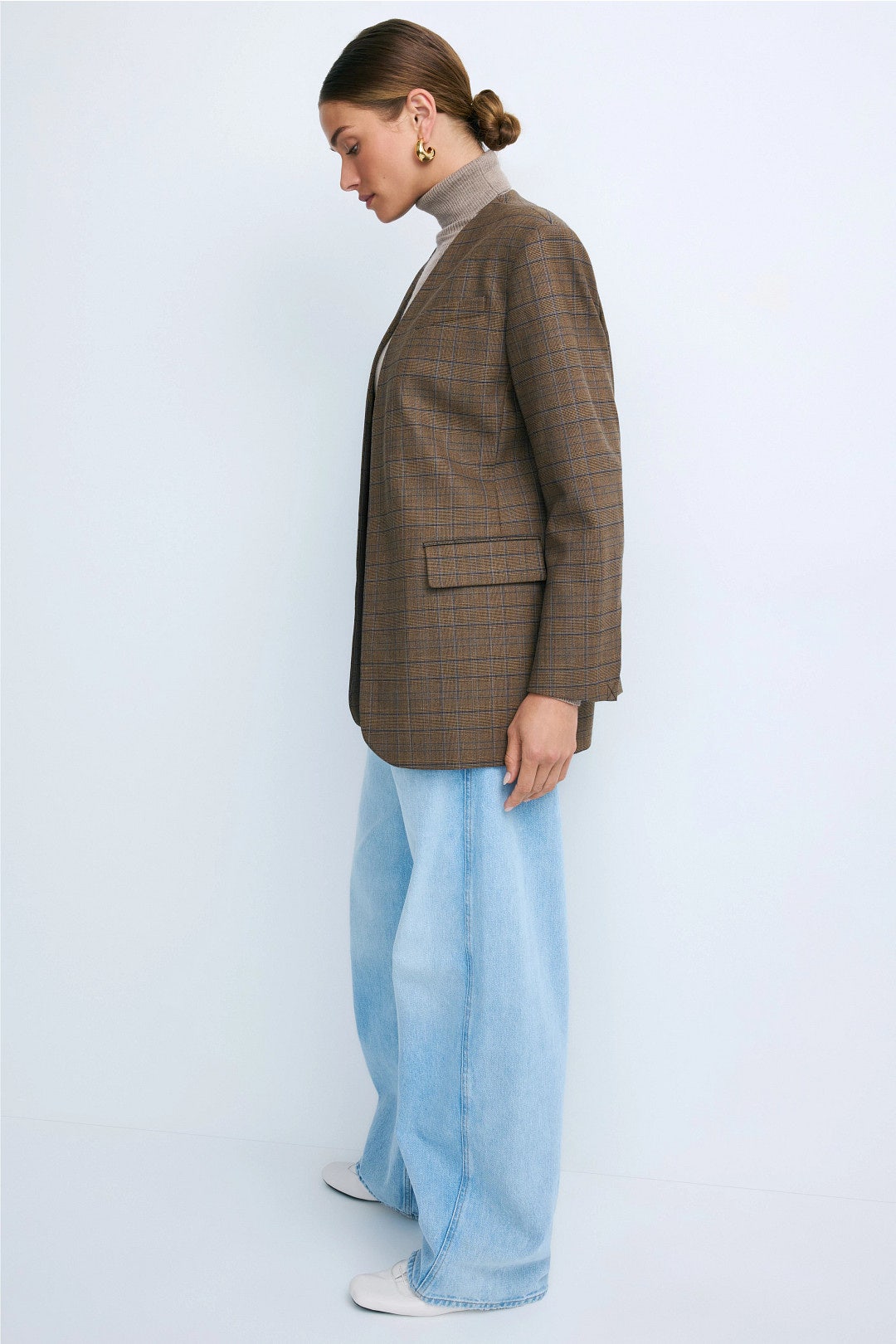 Olivia Plaid Collarless Blazer by Sandro 1