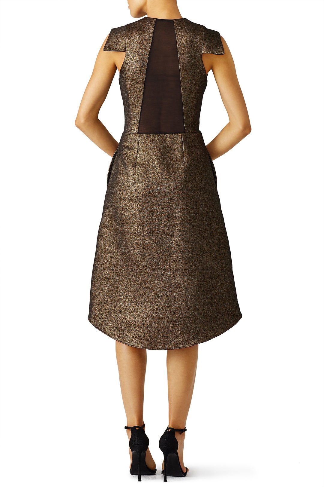 Antique Gold Jacquard Dress by HALSTON 1