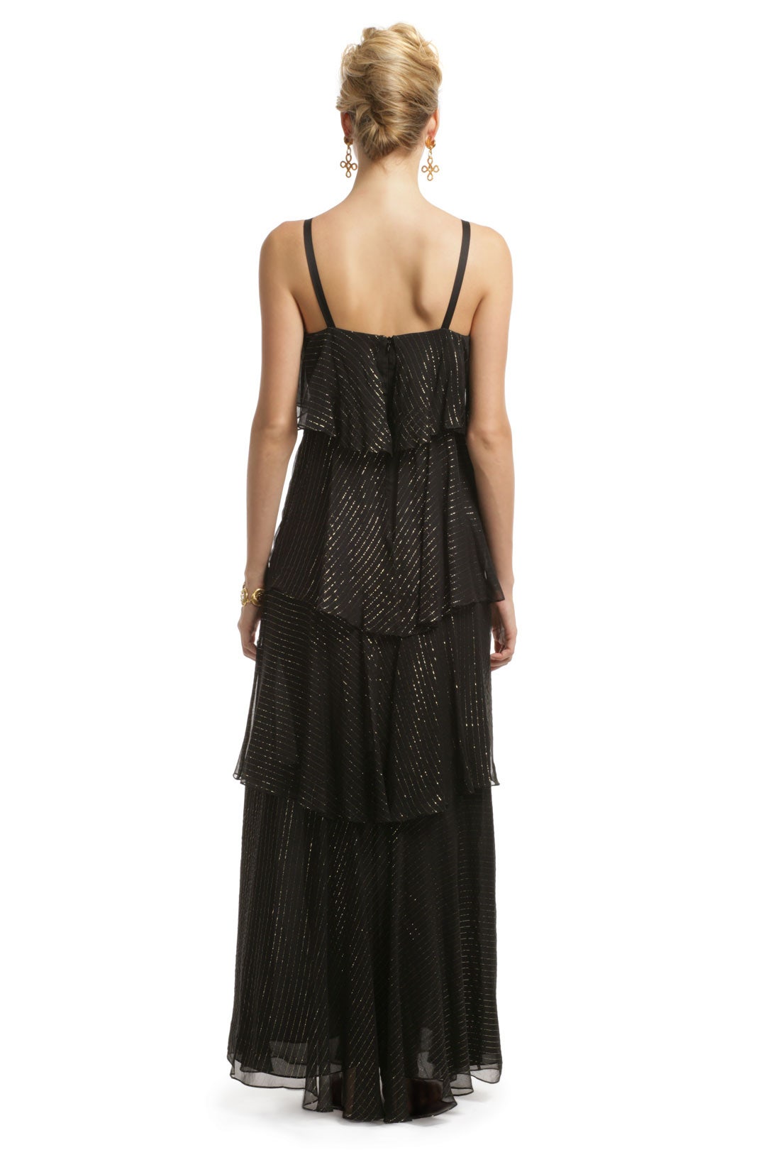 Golden Lurex Tiered Gown by Milly 1