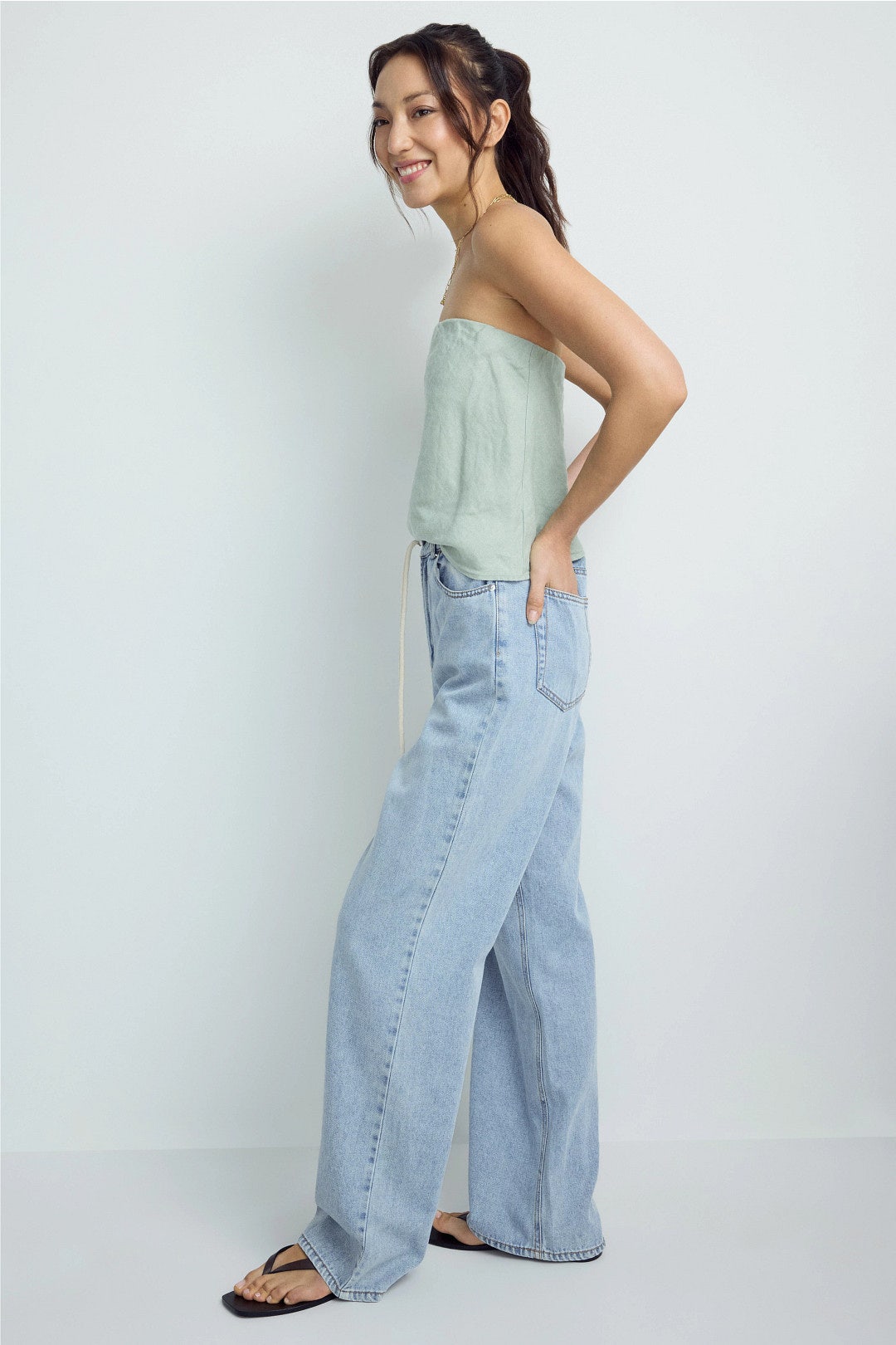 Normandie Light Wash Jeans With Tie Belt by Rails 1