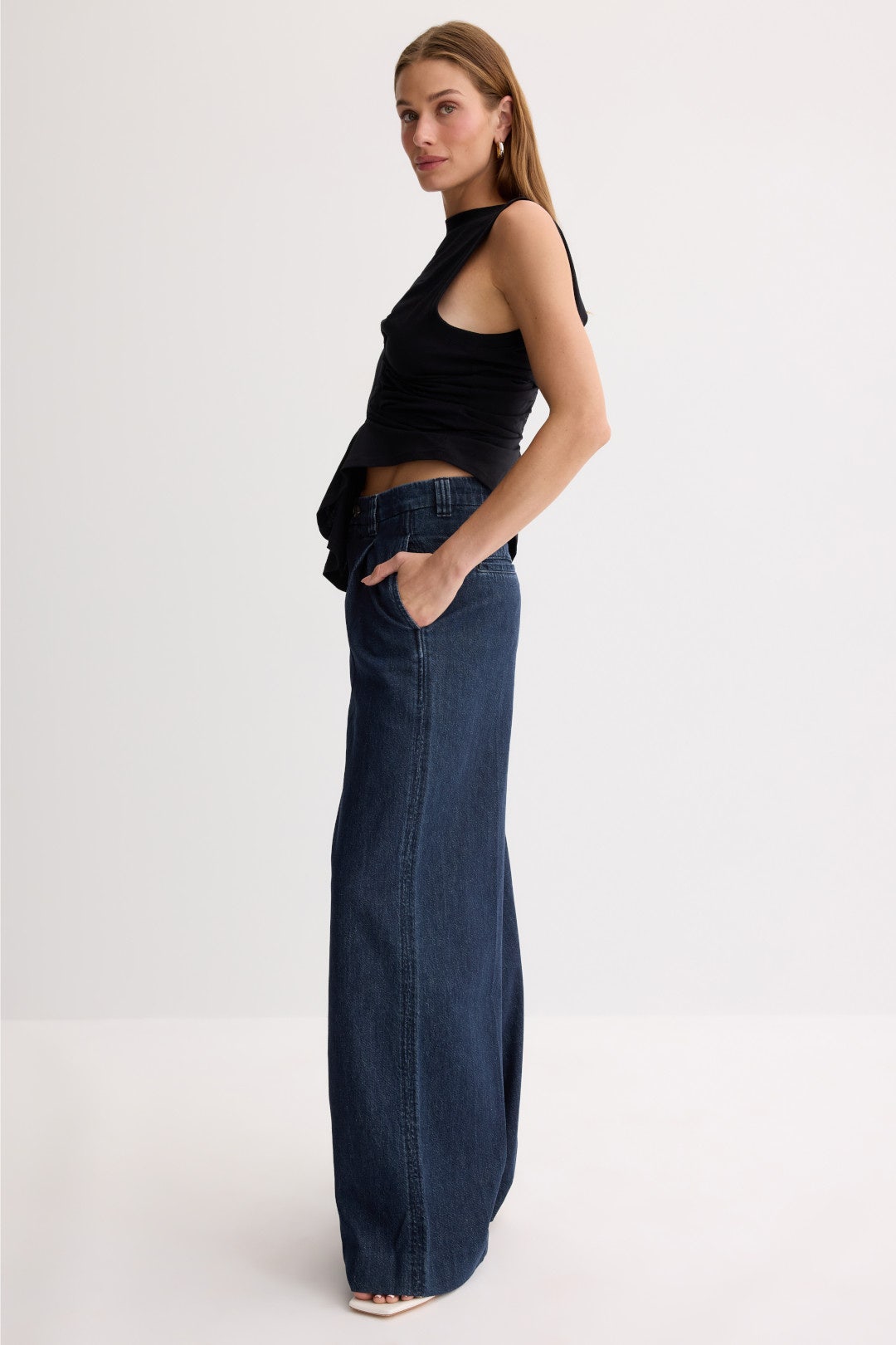 Hepburn Wide Leg Pleated Jeans by DL1961 1