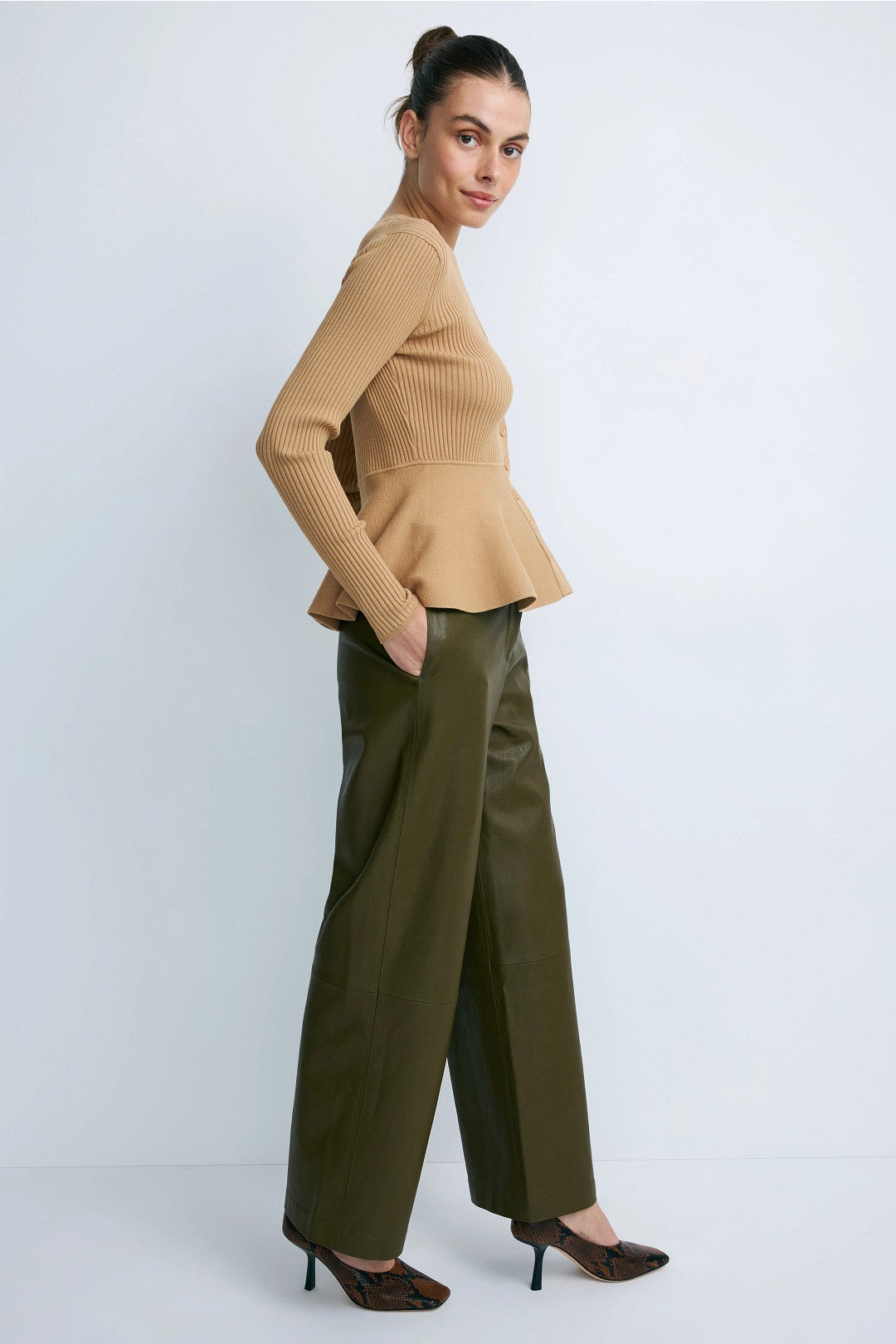 Tan V-Neck Cardigan by Jason Wu x RTR 1